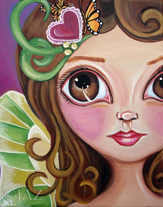 552x700 Art Print - Girl With Big Eyes Painting