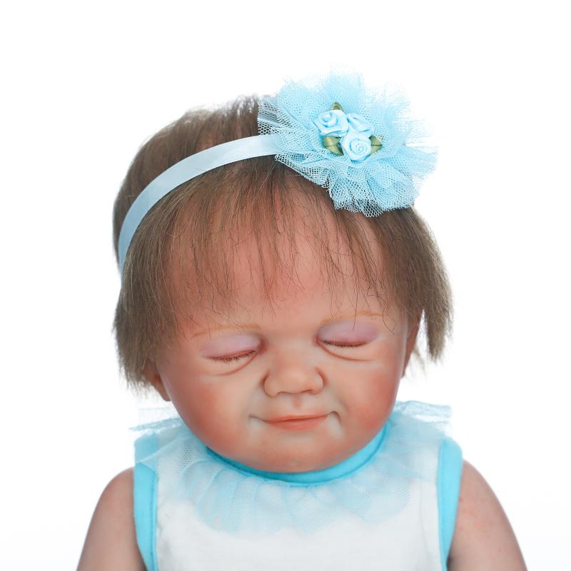 800x800 Npkcollection 50cm New Painting Full Silicone Sumilation Newborn - Girl With Blue Headband Painting