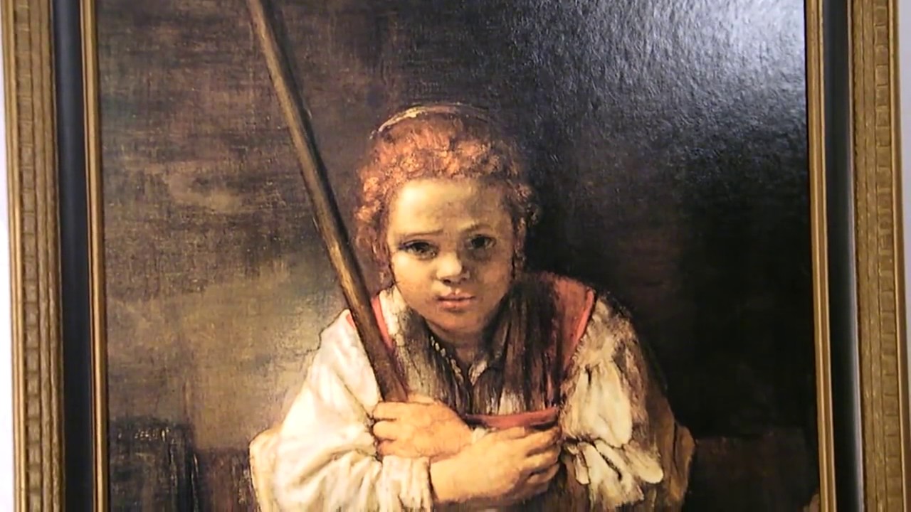 1280x720 Girl With A Broom By Rembrandt - Girl With Broom Painting