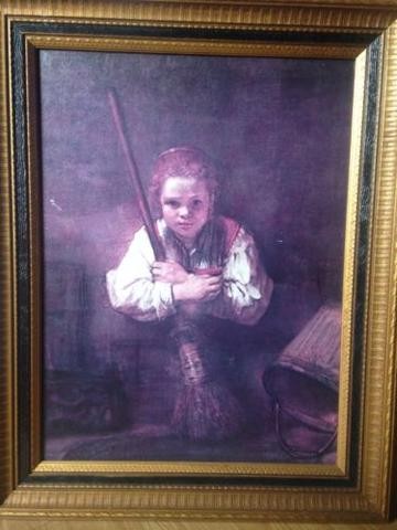 360x480 Girl With A Broom Painting - Girl With Broom Painting