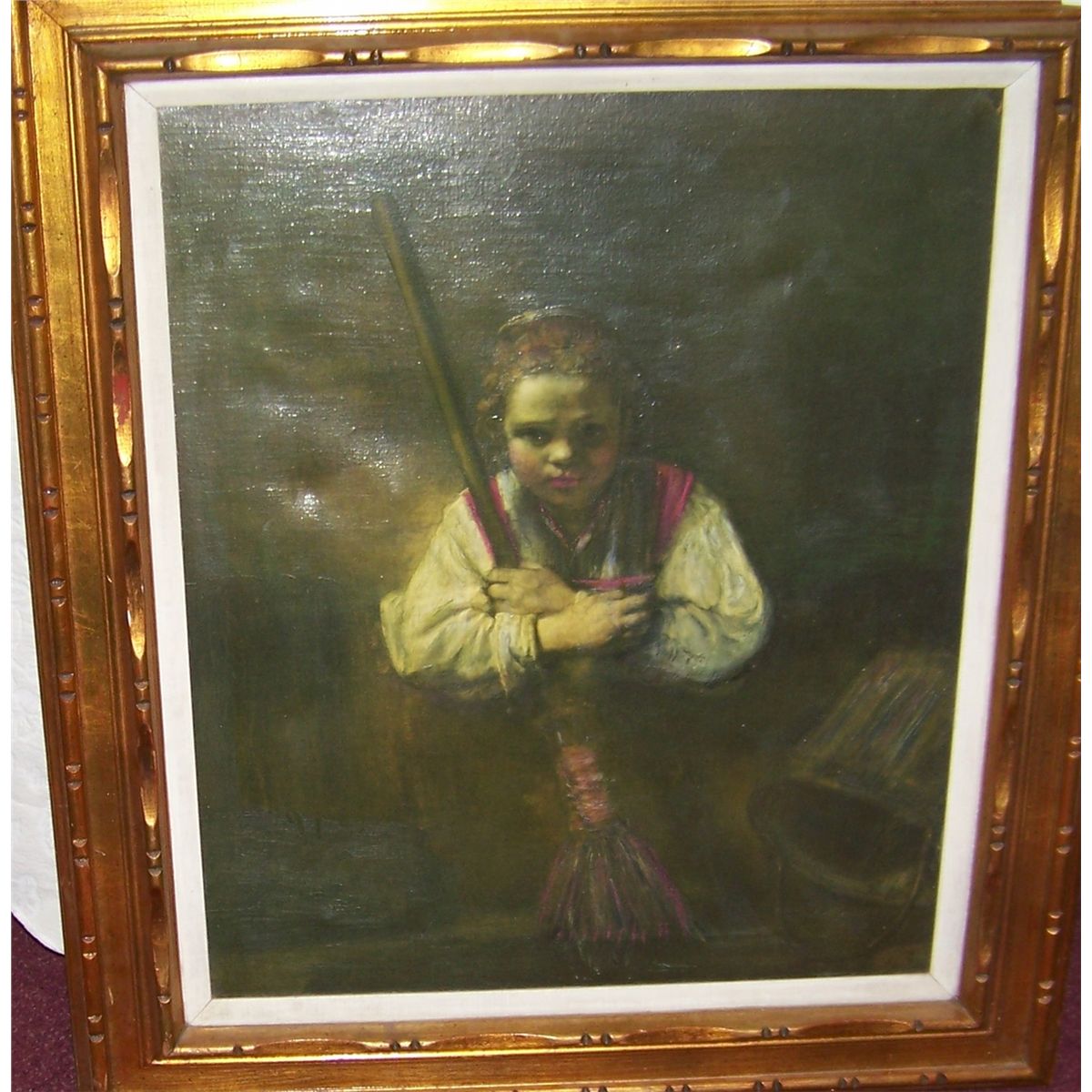 1200x1200 In The Manner Of Rembrandt Girl With A Broom Framed Oil - Girl With Broom Painting