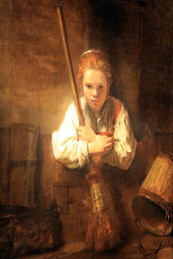 600x900 Rembrandt Workshop's A Girl With A Broom Photograph By Cora Wandel - Girl With Broom Painting