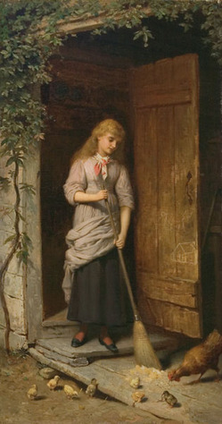249x474 Filegirl With Broom In Doorway Champney 1882.jpg - Girl With Broom Painting