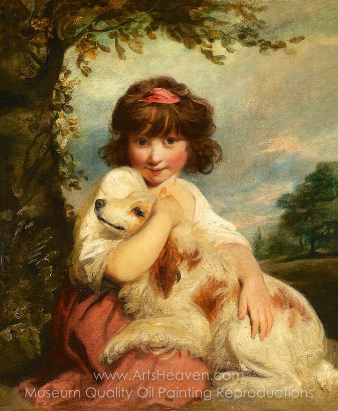 674x820 Reproduction Painting Sir Joshua Reynolds A Young Girl And Her Dog - Girl With Dog Painting