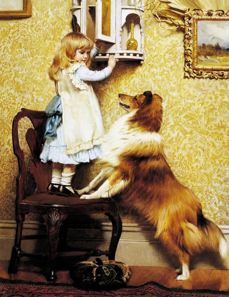 800x1039 Victorian Artist Charles Burton Barber Captures The Special Bond - Girl With Dog Painting