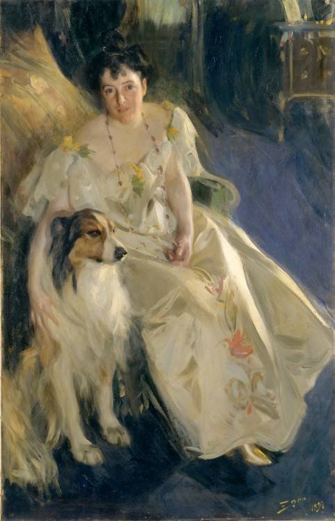482x750 Anders Zorn's Wonderful Dog - Girl With Dog Painting
