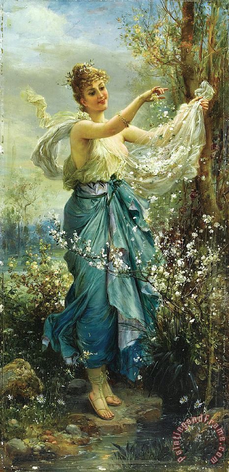 466x960 Hans Zatzka Girl With Flowers Painting - Girl With Flowers Painting