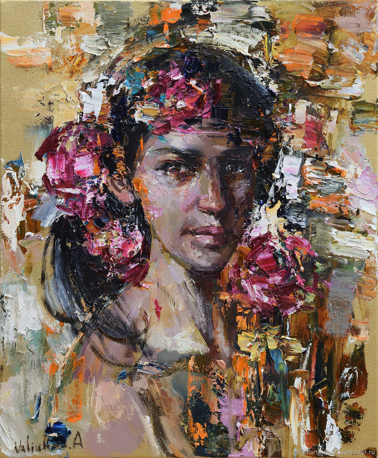 1239x1500 Abstract Girl With Flowers - Girl With Flowers Painting