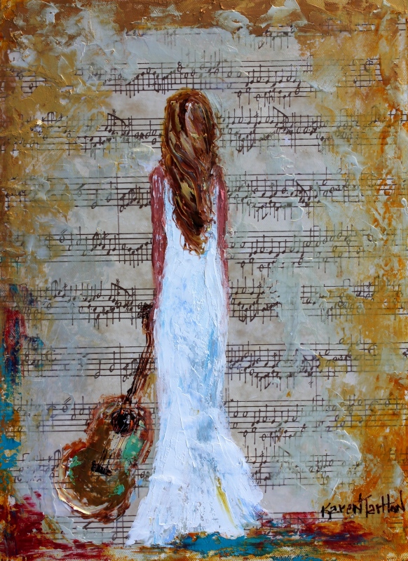 582x800 Karen Tarlton Original Oil Paintings By Karen Tarlton - Girl With Guitar Painting