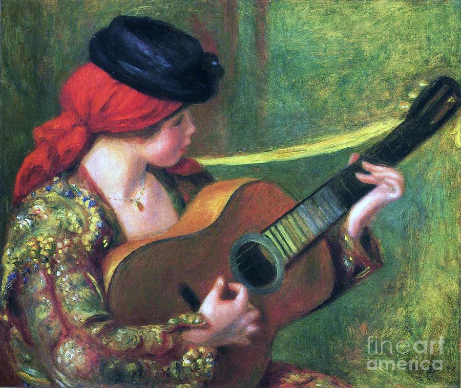 900x759 Spanish Girl With Guitar Painting By Pg Reproductions - Girl With Guitar Painting