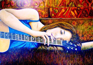 320x224 Billylee's Printmaking Blog Sold Girl In A Guitar Landscape! - Girl With Guitar Painting