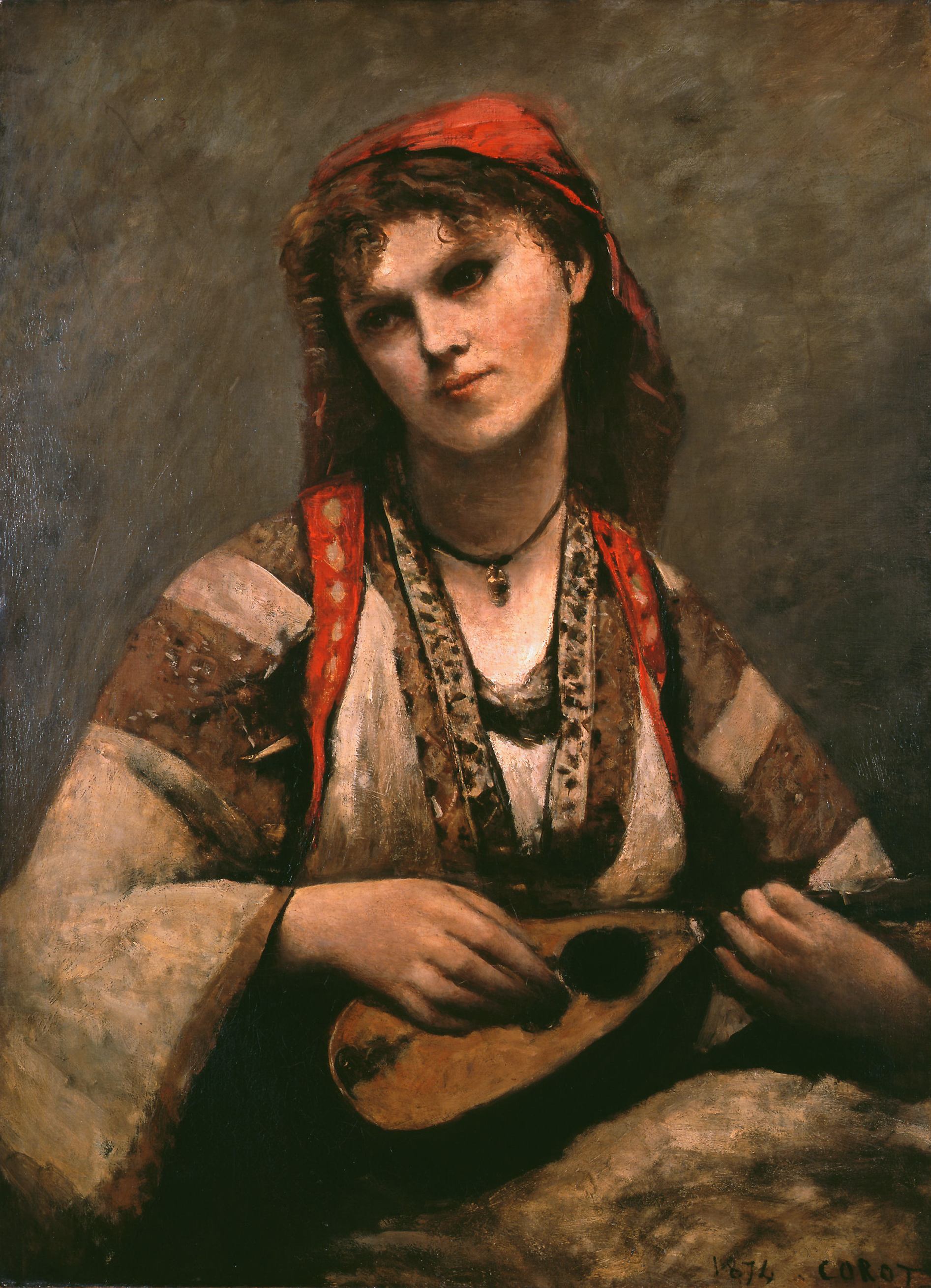 1893x2619 Filegypsy Girl With Mandolin, By Jean Baptiste Camille Corot.jpg - Girl With Mandolin Painting