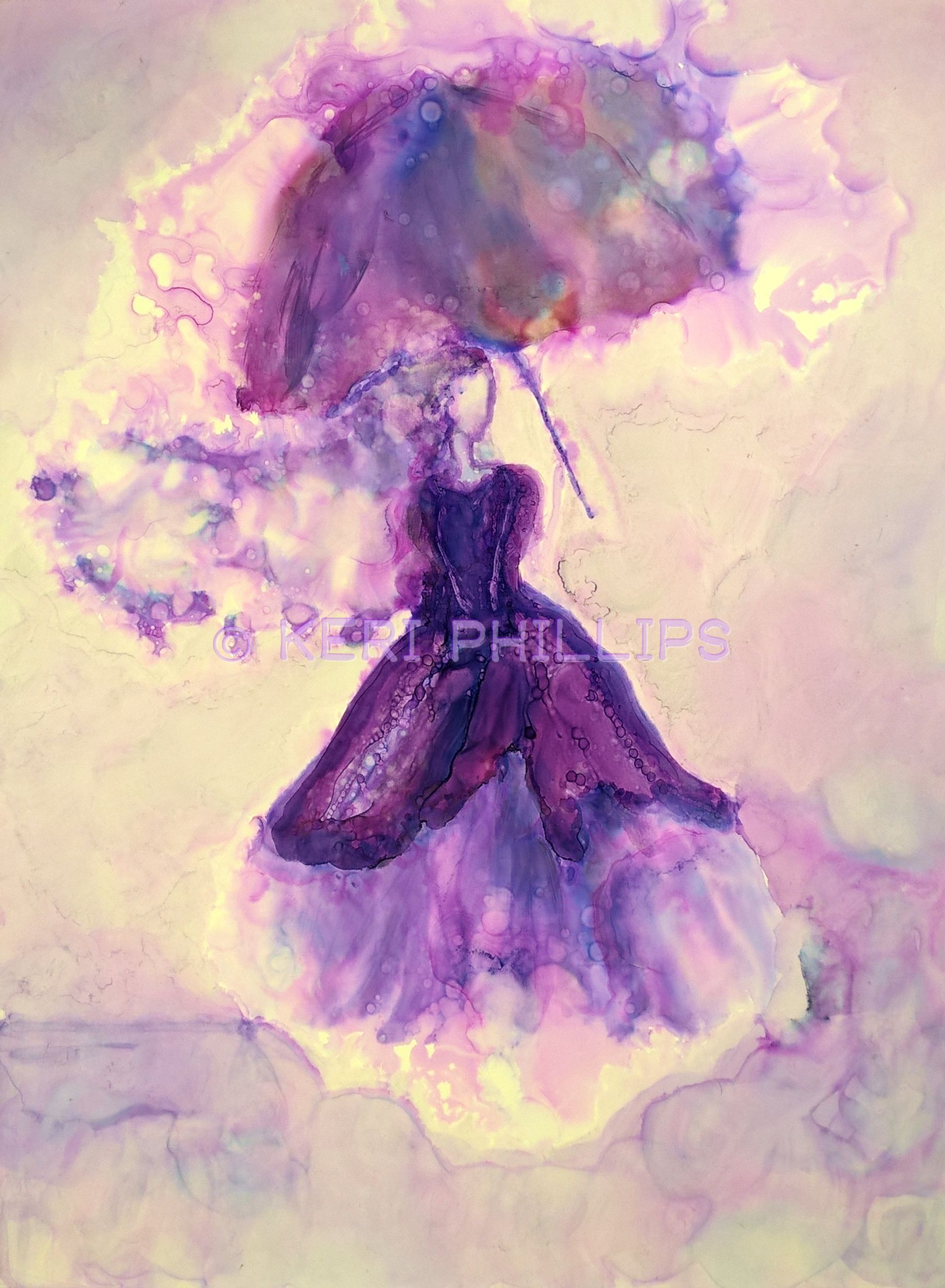 1840x2508 Girl With Parasol Abstract Painting Print - Girl With Parasol Painting