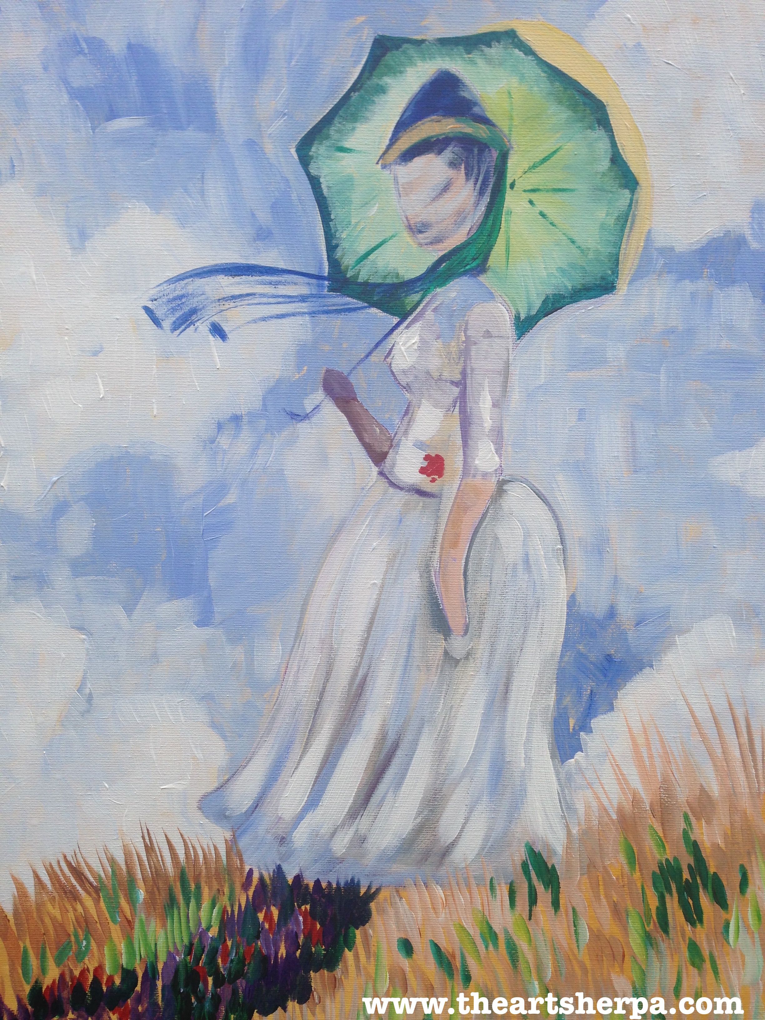 2448x3264 Girl With Umbrella By Monet Full Youtube Paint Along Tutorial - Girl With Parasol Painting