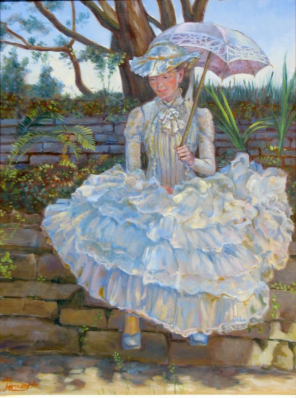 595x800 Lady With A Parasol, Oil Painting, Figures Painting, Impressionism - Girl With Parasol Painting