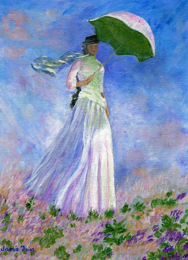 652x900 Monet Woman With Parasol Painting By Jamie Frier - Girl With Parasol Painting