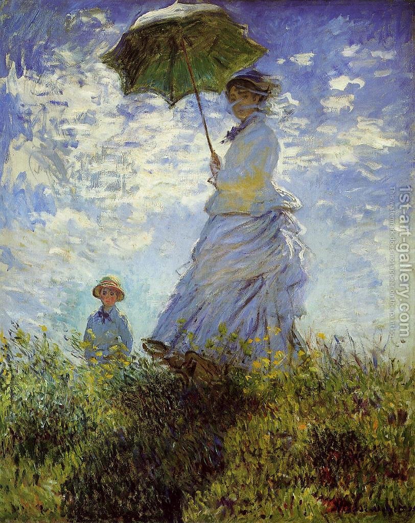 812x1024 The Walk Woman With A Parasol Claude Oscar Monet Reproduction - Girl With Parasol Painting