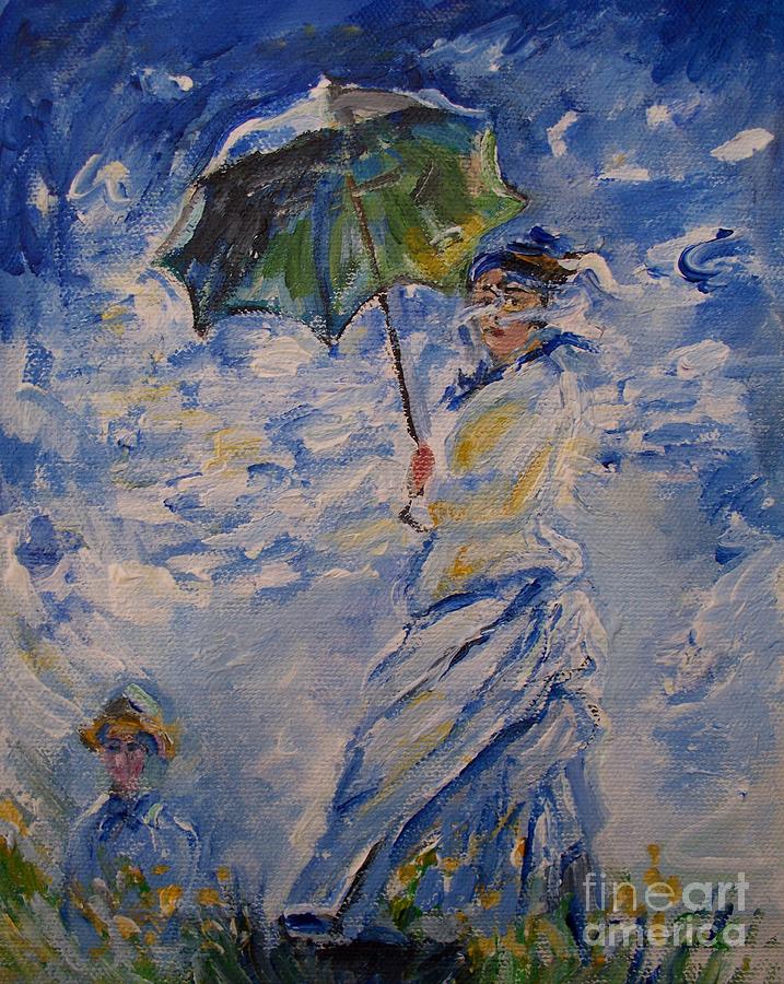 717x900 Woman With Parasol Monet Painting By Eric Schiabor - Girl With Parasol Painting