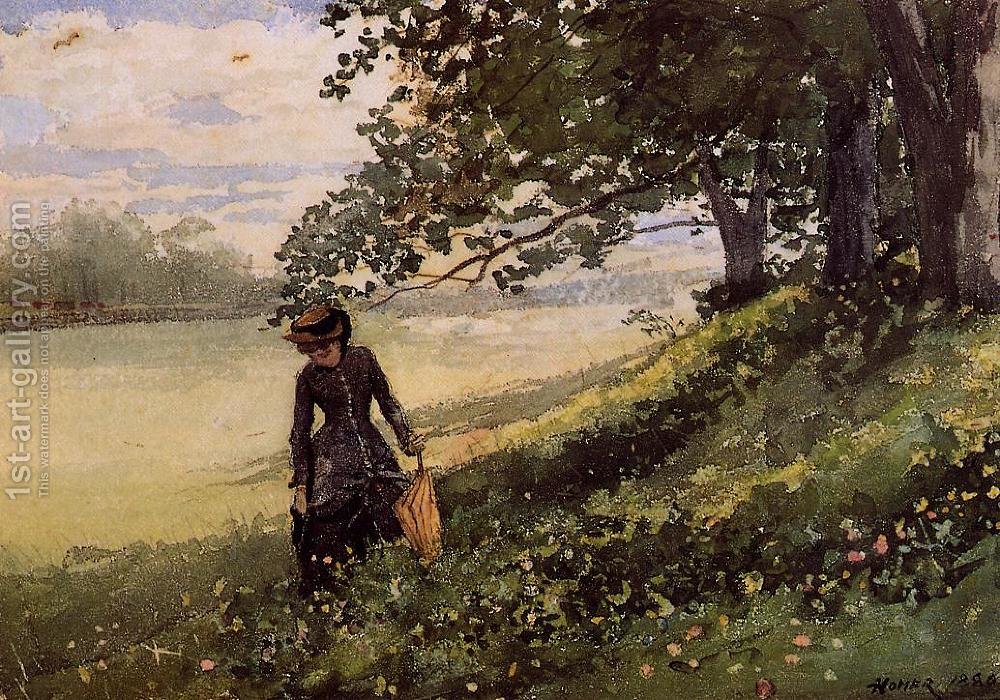 1000x700 Young Woman With A Parasol Winslow Homer Reproduction 1st Art - Girl With Parasol Painting