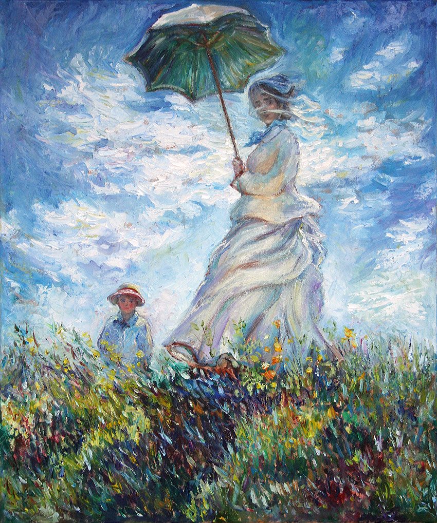 850x1019 Famous European Paintings Get An Anime Update Asiancrush - Girl With Parasol Painting