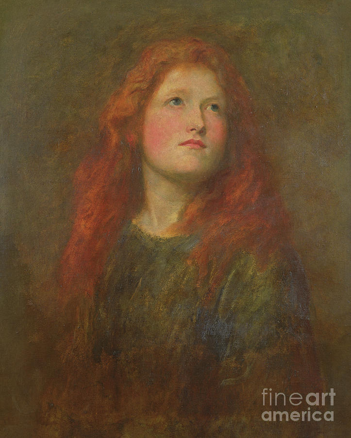723x900 Portrait Study Of A Girl With Red Hair Painting By George - Girl With Red Hair Painting