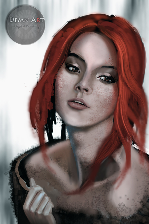 600x900 Girl With Red Hair Speed Painting By Nikodin - Girl With Red Hair Painting
