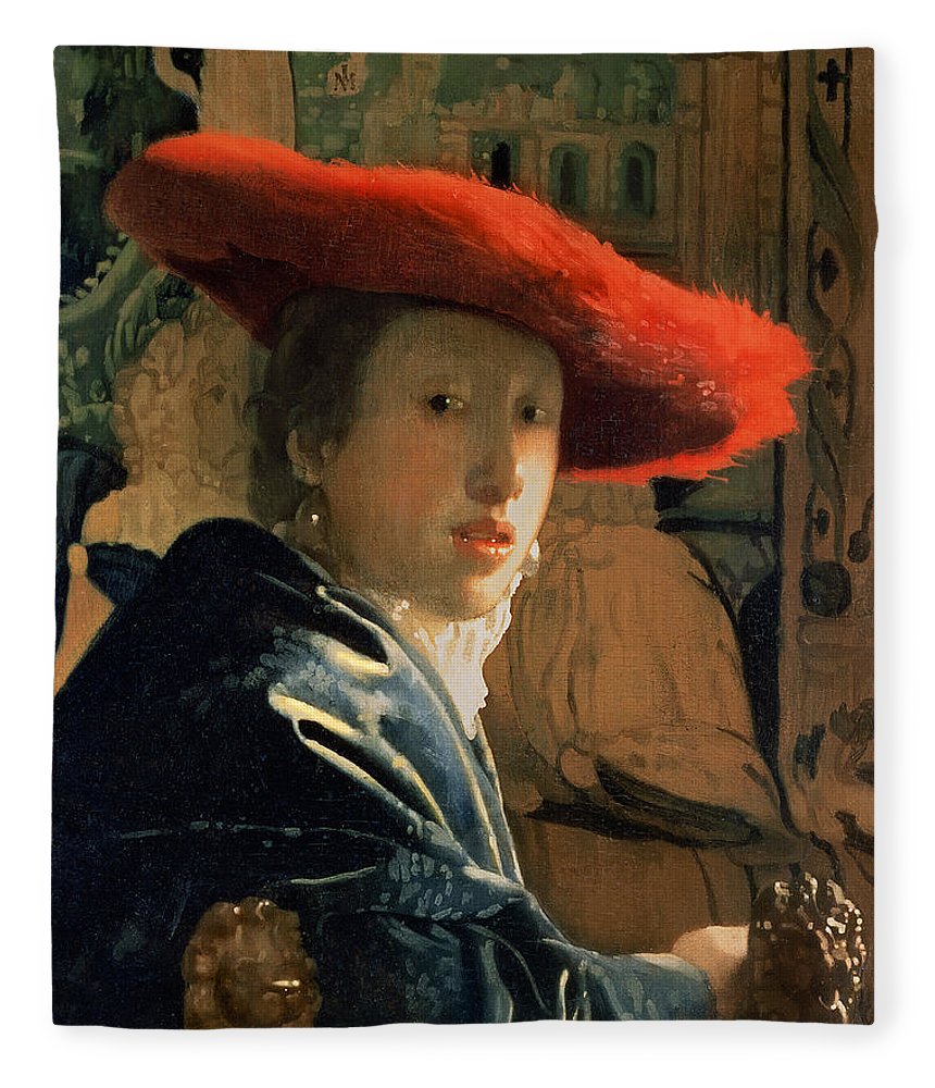 860x1000 Girl With A Red Hat Fleece Blanket For Sale By Jan Vermeer - Girl With Red Hat Painting