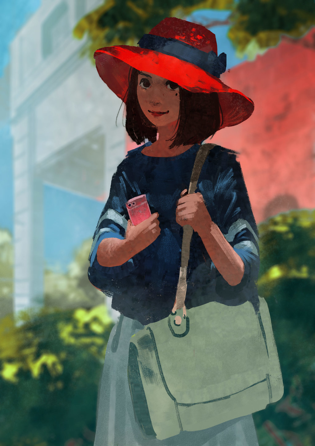 1024x1448 Girl With Red Hat By Kevin Glint - Girl With Red Hat Painting