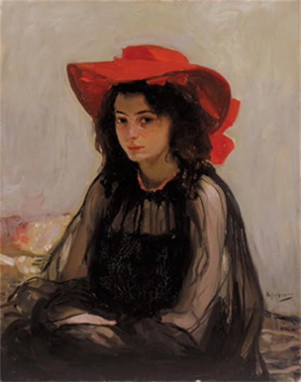 425x539 Murashko, Oleksander - Girl With Red Hat Painting