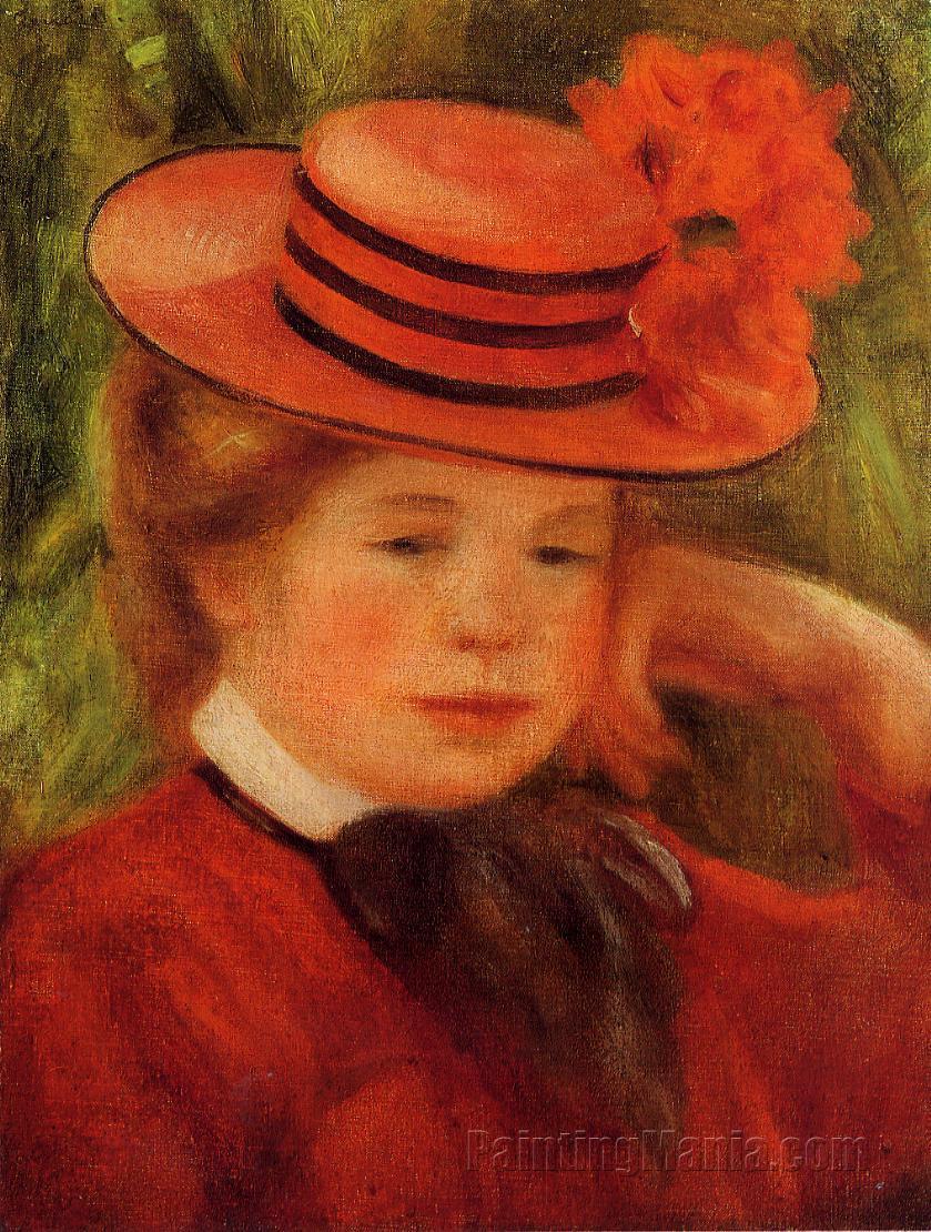 839x1110 Young Girl In A Red Hat - Girl With Red Hat Painting