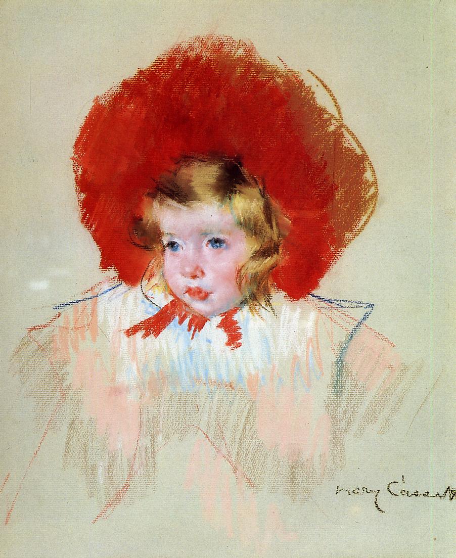 902x1104 Child With Red Hat 1901 Painting Mary Cassatt Oil Paintings - Girl With Red Hat Painting