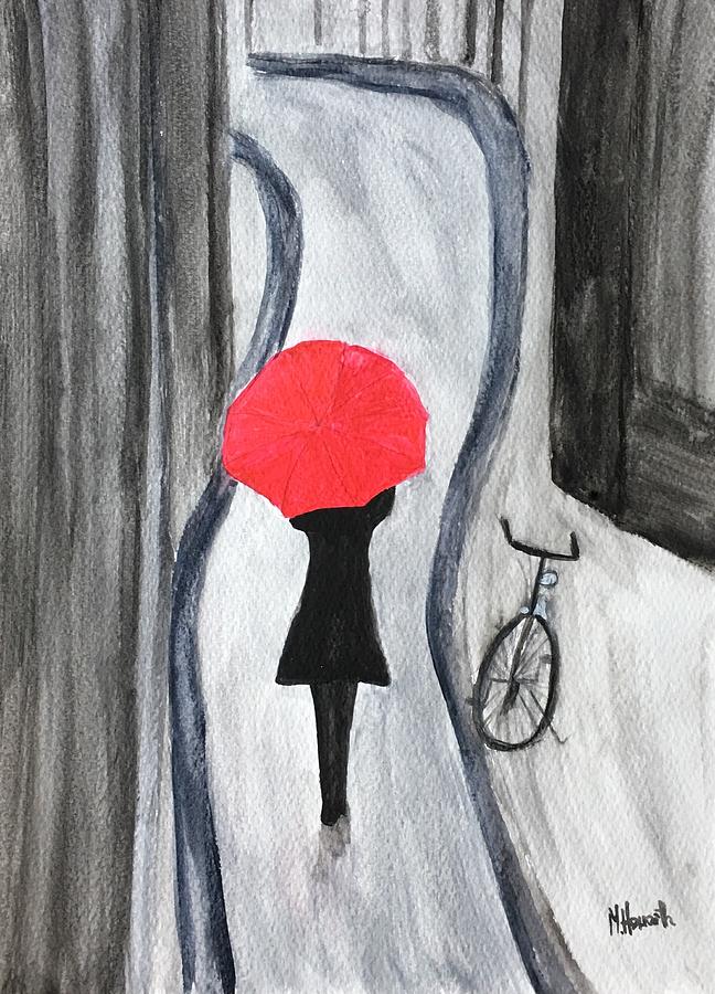 Girl With Red Umbrella Painting at PaintingValley.com | Explore ...