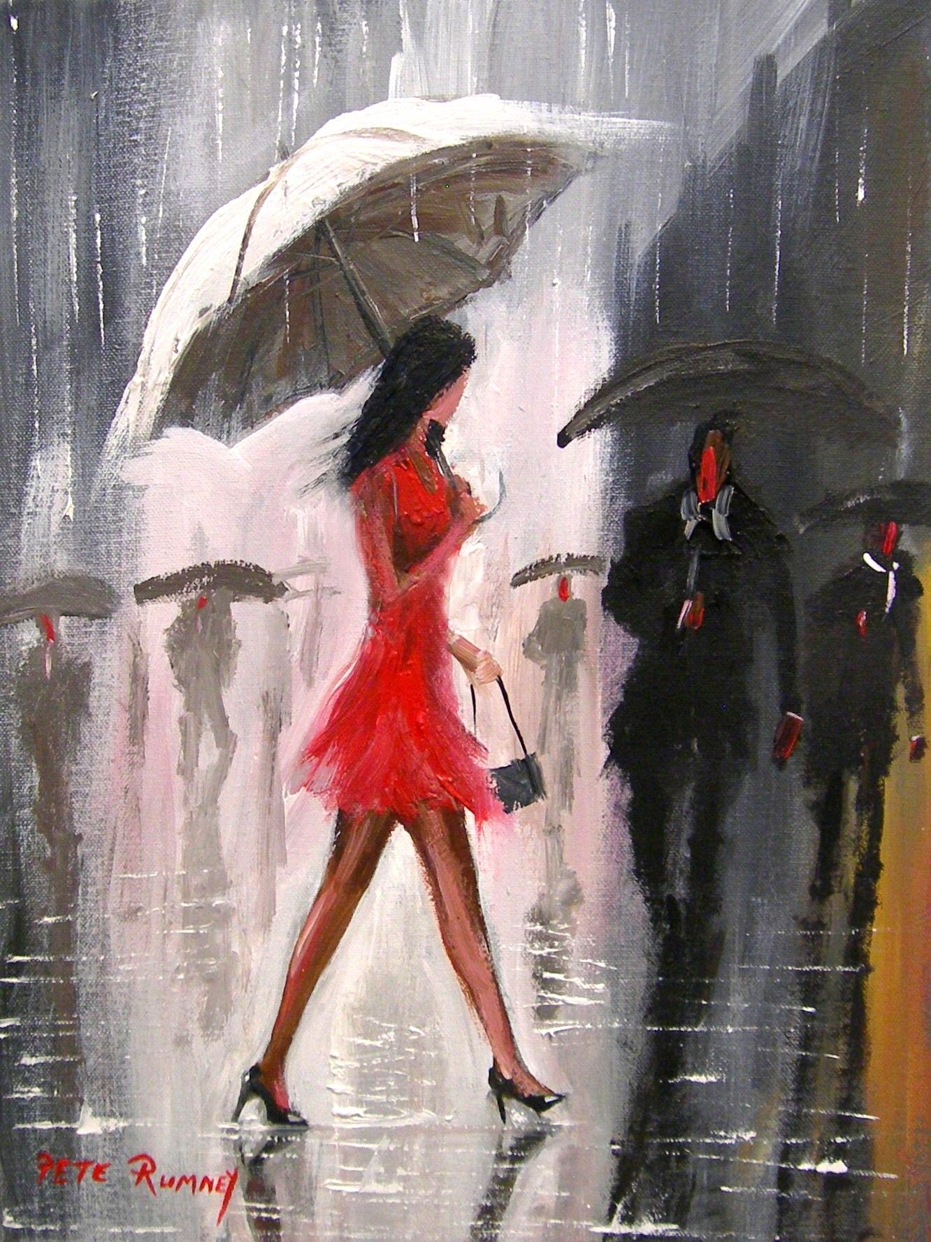 1332x1776 My Paintings Paint Strokes Paintings, Rain - Girl With Umbrella In Rain Painting