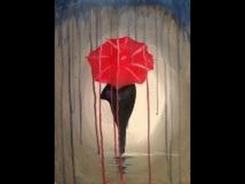 480x360 Diy Umbrella Rain Painting In 2 Hrs (Full) By Kari Lulewicz - Girl With Umbrella In Rain Painting