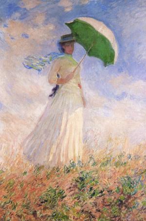 300x455 Monet Painting Woman With A Parasol (Or Umbrella), Picture Poster - Girl With Umbrella Painting