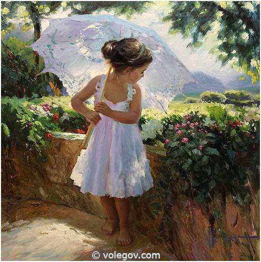 510x512 Little Girl Umbrella, Painting, - Girl With Umbrella Painting