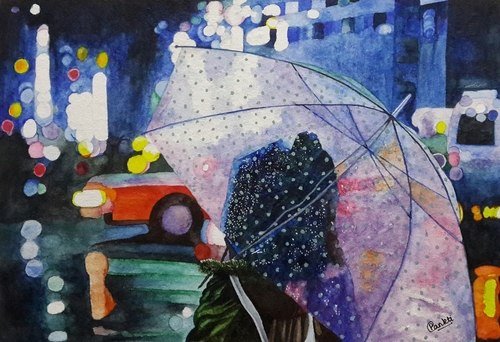500x342 Buy A Girl With Umbrella On Street - Girl With Umbrella Painting