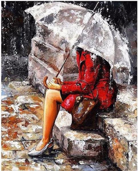 484x600 Diy Painting By Numbers - Girl With Umbrella Painting