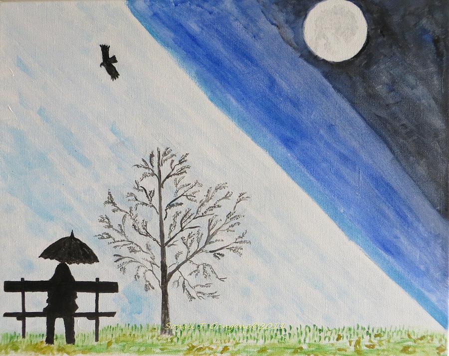 900x714 Girl With A Umbrella Painting By Sonali Gangane - Girl With Umbrella Painting