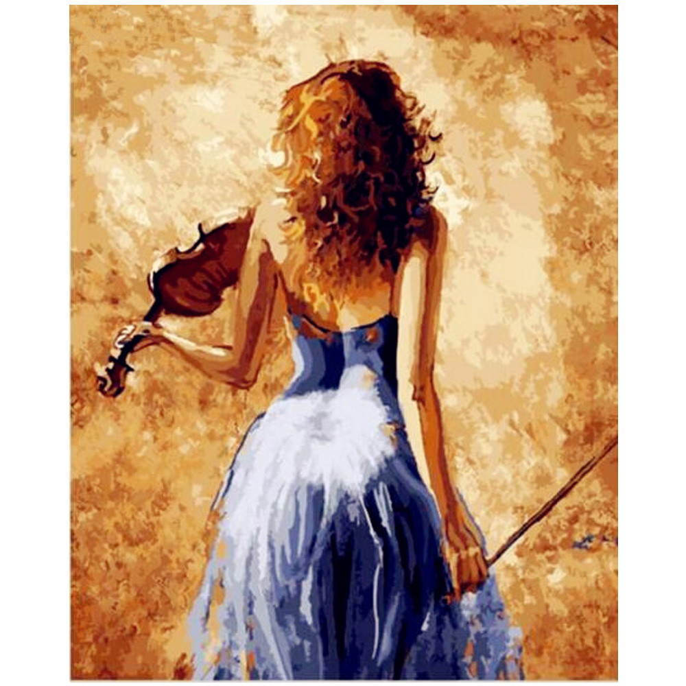 1000x1000 Character Diy 5d Diamond Embroidery Girl Violin Pattern Paintings - Girl With Violin Painting