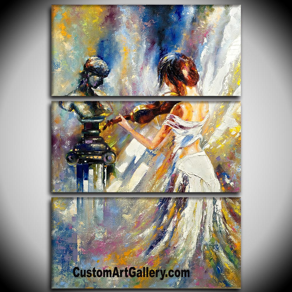 1000x1000 Girl Playing Violin Oil Painting On Canvas Girl Canvas Art - Girl With Violin Painting