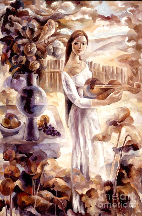 594x900 Girl With Violin Painting By C Sherry - Girl With Violin Painting