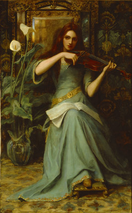 266x428 Girl With A Violin By Henry Harewood Robinson (1884 1896), - Girl With Violin Painting