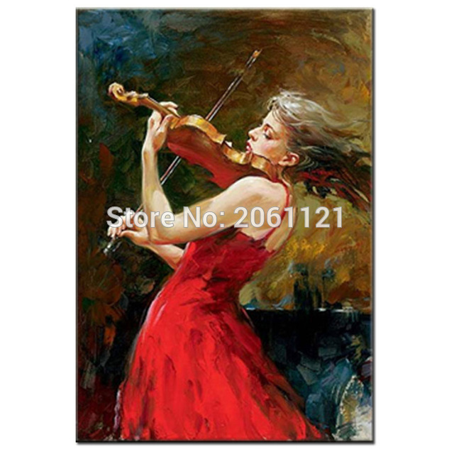 640x640 Master Artwork Modern Hand Painted Oil Paintings Violin Girl - Girl With Violin Painting