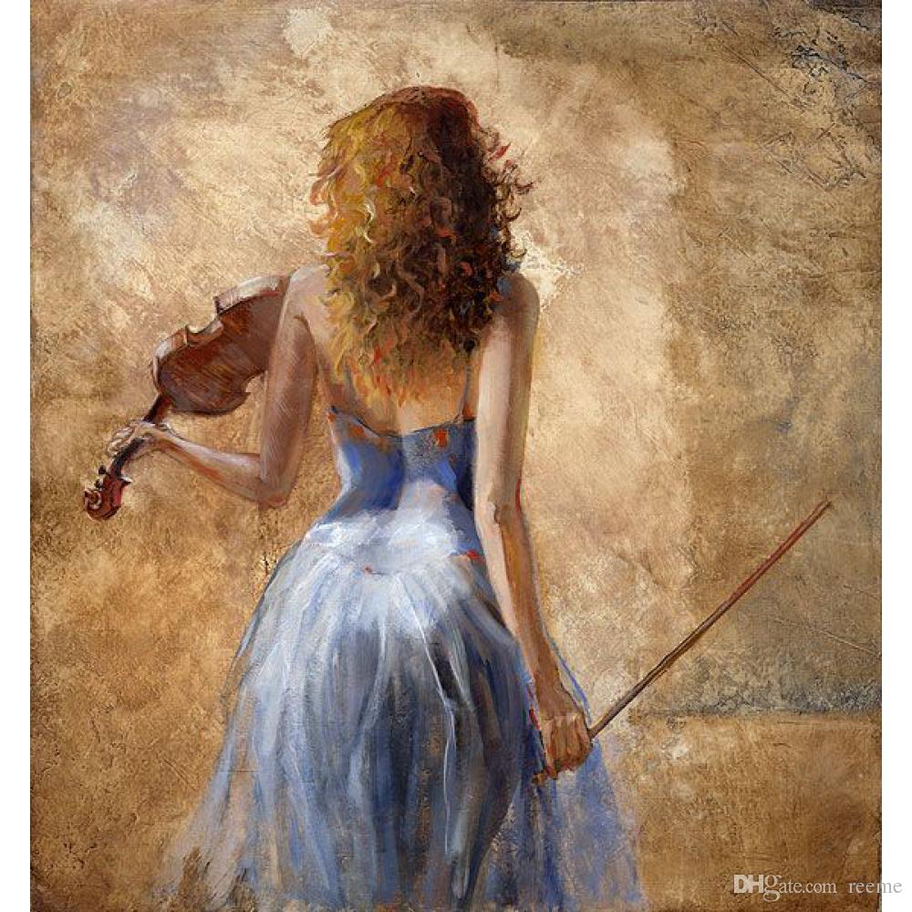 1000x1000 2018 Abstract Figurative Oil Paintings Girl With A Violin Modern - Girl With Violin Painting