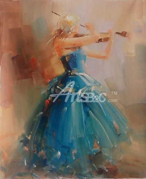 488x600 Playing The Violin Oil Painting Ko 111 - Girl With Violin Painting