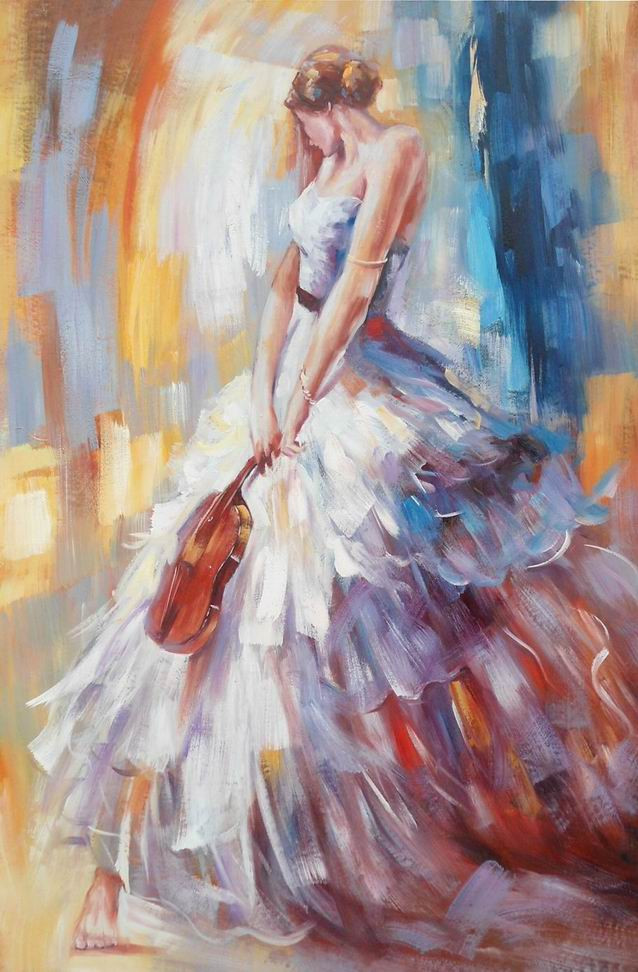 638x972 Adc8326 Girl With Violin Oil Painting On Canvas - Girl With Violin Painting