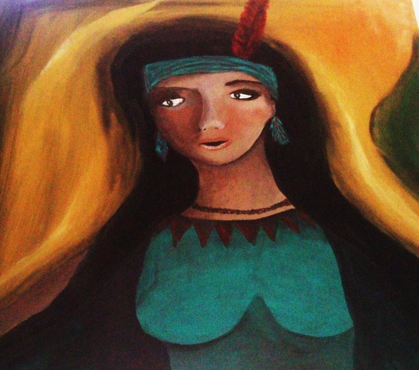 844x746 Indian Girlfriend Painting By Vickie Meza - Girlfriend Painting