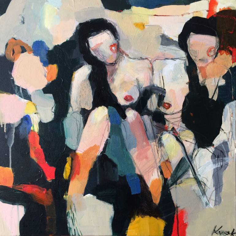 770x769 Saatchi Art My Girlfriend's Girlfriend Painting By Magdalena Krzak - Girlfriend Painting