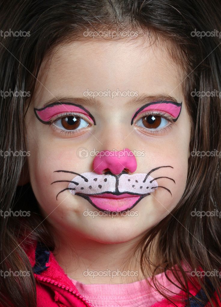 736x1023 Face Painting Cat Pretty Girl With Face Painting Of A Cat - Girls Face Painting